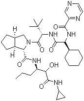 (1S,3AR,6AS)-(2S)-2-環(huán)己基-N-(2-吡嗪基羰基)甘氨酰-3-甲基-L-纈氨酰-N-[(1S)-1-[2-(環(huán)丙基氨基)-1-羥基-2-氧代乙基]丁基]八氫環(huán)戊并[C]吡咯-1-甲酰胺結(jié)構(gòu)式_402959-36-8結(jié)構(gòu)式