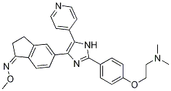 5-(2-(4-(2-(二甲基氨基)乙氧基)苯基)-5-(吡啶-4-基)-1H-咪唑-4-基)-2,3-二氫-1H-茚-1-酮o-甲基肟結(jié)構(gòu)式_405554-85-0結(jié)構(gòu)式