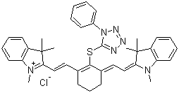 2-[2-[3-[2-(1,3-二氫-1,3,3-三甲基-2H-吲哚-2-亞基)乙亞基]-2-[(1-苯基-1H-四唑-5-基)硫基]-1-環(huán)己烯-1-基]乙烯基]-1,3,3-三甲基-3H-吲哚氯化物結(jié)構(gòu)式_440102-72-7結(jié)構(gòu)式