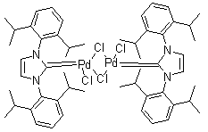 二氯化[1,3-雙(2,6-二異丙基苯基)-1,3-二氫-2H-咪唑-2-亞基]鈀(II) 二聚物 立體異構(gòu)體混合物結(jié)構(gòu)式_444910-17-2結(jié)構(gòu)式