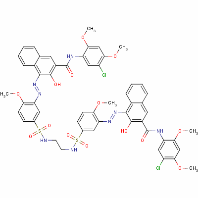 4,4-[1,2-乙烷二基雙[亞氨基磺?；? 6-甲氧基-3,1-亞苯基)氮雜]]雙[n-(5-氯-2,4-二甲氧基苯基)-3-羥基-2-萘羧酰胺結(jié)構(gòu)式_4627-26-3結(jié)構(gòu)式