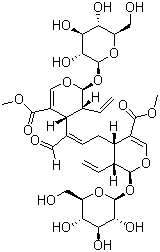 (2S,2’S,3R,3’R,4R,4’S)-4,4’-[(1E)-1-甲?；?1-丙烯基-1,3-二基]雙[3-乙烯基-2-(BETA-D-吡喃葡萄糖基氧基)-3,4-二氫-2H-吡喃-5-羧酸]二甲酯結(jié)構(gòu)式_471271-55-3結(jié)構(gòu)式