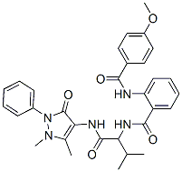 (9ci)-n-[1-[[(2,3-二氫-1,5-二甲基-3-氧代-2-苯基-1H-吡唑-4-基)氨基]羰基]-2-甲基丙基]-2-[(4-甲氧基苯甲?；?氨基]-苯甲酰胺結構式_485810-18-2結構式