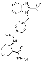 (3r,4r)-四氫-n-羥基-4-[[4-[[2-(三氟甲基)-1H-苯并咪唑-1-基]甲基]苯甲?；鵠氨基]-2H-吡喃-3-羧酰胺結(jié)構(gòu)式_503166-51-6結(jié)構(gòu)式