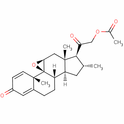 9beta,11beta-環(huán)氧-21-羥基-16alpha-甲基孕甾-1,4-二烯-3,20-二酮 21-乙酸酯結(jié)構(gòu)式_52092-65-6結(jié)構(gòu)式