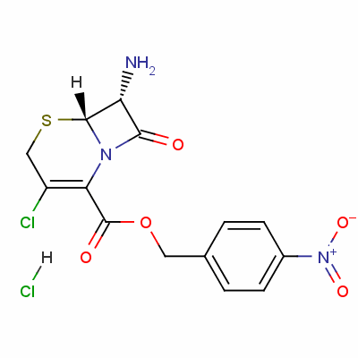 (6R-反式)-7-氨基-3-氯-8-氧代-5-硫雜-1-氮雜雙環(huán)[4.2.0]辛-2-烯-2-羧酸 4-硝基芐基酯單鹽酸鹽結(jié)構(gòu)式_53483-70-8結(jié)構(gòu)式