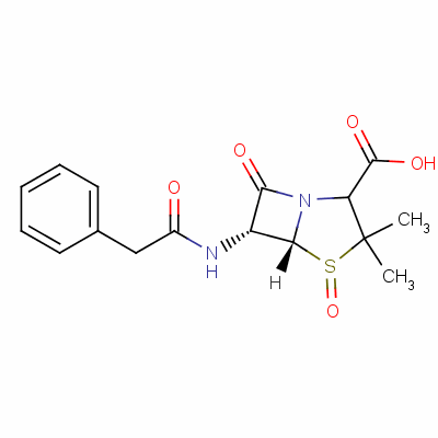 [4S-(4alpha,5beta,6alpha)]-3,3-二甲基-7-氧代-6-(苯基乙酰氨基)-4-硫雜-1-氮雜雙環(huán)[3.2.0]庚烷-2-羧酸 4-氧化物結(jié)構(gòu)式_54773-98-7結(jié)構(gòu)式