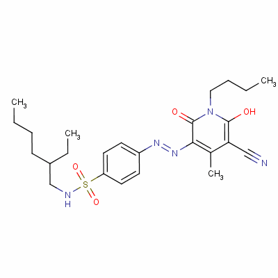 4-[(1-丁基-5-氰基-1,2-二氫-6-羥基-4-甲基-2-氧代-3-吡啶)氮雜]-n-(2-乙基己基)苯磺胺結(jié)構(gòu)式_54805-02-6結(jié)構(gòu)式