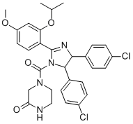 rel-4-[[(4R,5S)-4,5-雙(4-氯苯基)-4,5-二氫-2-[4-甲氧基-2-(1-甲基乙氧基)苯基]-1H-咪唑-1-基]羰基]-2-哌嗪酮結構式_548472-68-0結構式