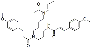 N-[4-(乙酰基-1-丙烯基氨基)丁基]-4-甲氧基-n-[3-[[3-(4-甲氧基苯基)-1-氧代-2-丙烯基]氨基]丙基]苯丙酰胺結構式_55622-38-3結構式