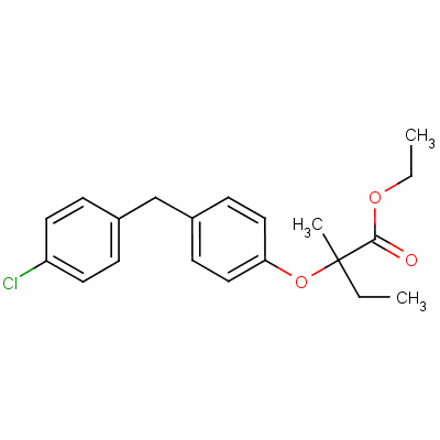 Ethyl 2-(4-(4-chlorobenzyl)phenoxy)-2-methylbutanoateStructure,55937-99-0Structure Ethyl 2-(4-(4-chlorobenzyl)phenoxy)-2-methylbutanoate Structure,55937-99-0Structure