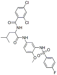 (9ci)-2,4-二氯-n-[1-[[[3-[[(4-氟苯基)磺?；鵠氨基]-4-甲氧基苯基]氨基]羰基]-3-甲基丁基]-苯甲酰胺結構式_566890-79-7結構式