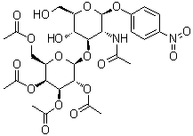 4-硝基苯基-2-乙酰氨基-3-O-(2-乙酰氨基-3，4，6-三-O-乙酰基-2-脫氧-β-D-吡喃半乳糖苷)-2-脫氧-α-D-半乳糖苷結(jié)構(gòu)式_57467-12-6結(jié)構(gòu)式