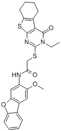 (9ci)-2-[(3-乙基-3,4,5,6,7,8-六氫-4-氧代[1]苯并噻吩并[2,3-d]嘧啶-2-基)硫代]-n-(2-甲氧基-3-二苯并呋喃)-乙酰胺結構式_578701-26-5結構式