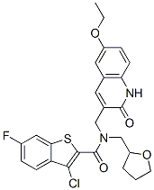 (9ci)-3-氯-n-[(6-乙氧基-1,2-二氫-2-氧代-3-喹啉)甲基]-6-氟-n-[(四氫-2-呋喃)甲基]-苯并[b]噻吩-2-羧酰胺結(jié)構(gòu)式_579458-64-3結(jié)構(gòu)式