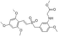 (E)-2-(2-甲氧基-5-((2′,4′,6′-三甲氧基苯乙烯磺?；?甲基)苯基氨基)乙酸甲酯結(jié)構(gòu)式_592542-61-5結(jié)構(gòu)式