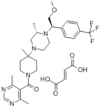 5-({4-[(3S)-4-{(1r)-2-methoxy-1-[4-(trifluoromethyl)phenyl]ethyl}-3-methylpiperazin-1-yl]-4-methylpiperidin-1-yl}carbonyl)-4,6-dimethylpyrimidine (2z)-but-2-enedioate Structure,599179-03-0Structure