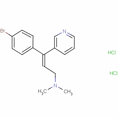 (Z)-3-(4-溴苯基)-N,N-二甲基-3-(3-吡啶)烯丙胺雙鹽酸鹽結(jié)構(gòu)式_60525-15-7結(jié)構(gòu)式