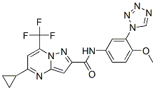 (9CI)-5-環(huán)丙基-N-[4-甲氧基-3-(1H-四唑-1-基)苯基]-7-(三氟甲基)-吡唑并[1,5-a]嘧啶-2-羧酰胺結構式_606096-65-5結構式