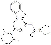 (9ci)-2,6-二甲基-1-[[2-[[2-氧代-2-(1-吡咯烷)乙基]硫代]-1H-苯并咪唑-1-基]乙?；鵠-哌啶結(jié)構(gòu)式_606110-33-2結(jié)構(gòu)式