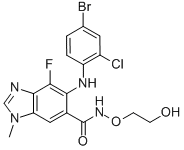 1H-Benzimidazole-6-carboxamide, 5-[(4-bromo-2-chlorophenyl)amino]-4-fluoro-N-(2- hydroxyethoxy)-1-methyl- Structure,606143-52-6Structure