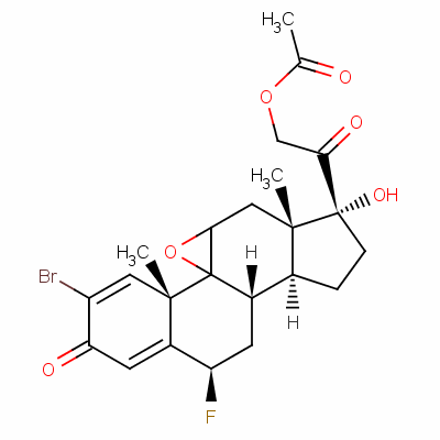 2-溴-9beta,11beta-環(huán)氧-6beta-氟-17,21-二羥基孕甾-1,4-二烯-3,20-二酮 21-乙酸酯結(jié)構(gòu)式_60864-69-9結(jié)構(gòu)式