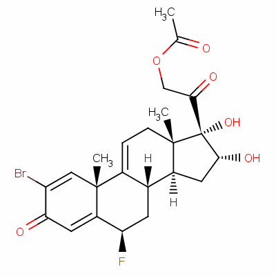 2-溴-6beta-氟-16alpha,17,21-三羥基孕甾-1,4,9(11)-三烯-3,20-二酮 21-乙酸酯結構式_60864-73-5結構式