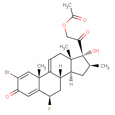 2-溴-6beta-氟-17,21-二羥基-16beta-甲基孕甾-1,4,9(11)-三烯-3,20-二酮 21-乙酸酯結(jié)構(gòu)式_60864-76-8結(jié)構(gòu)式