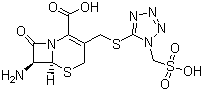 (6R-反式)-7-氨基-8-氧代-3-(((1-(磺酸甲基)-1H-四唑-5-基)硫)甲基)-5-硫雜-1-氮雜雙環(huán)[4.2.0]辛-2-烯-2-羧酸結(jié)構(gòu)式_61270-71-1結(jié)構(gòu)式