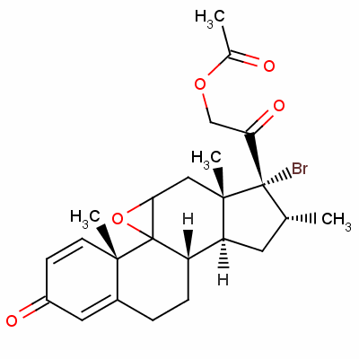 17-溴-9beta,11beta-環(huán)氧-21-羥基-16alpha-甲基孕甾-1,4-二烯-3,20-二酮 21-乙酸酯結構式_61339-41-1結構式