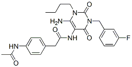  4-(乙?；被?-n-[6-氨基-1-丁基-3-[(3-氟苯基)甲基]-1,2,3,4-四氫-2,4-二氧代-5-嘧啶]-苯乙酰胺結(jié)構(gòu)式_628279-20-9結(jié)構(gòu)式