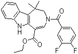 3-(3,4-二氟苯甲?；?-1,2,3,6-四氫-1,1-二甲基-氮雜革[4,5-b]吲哚-5-羧酸乙酯結(jié)構(gòu)式_629662-23-3結(jié)構(gòu)式