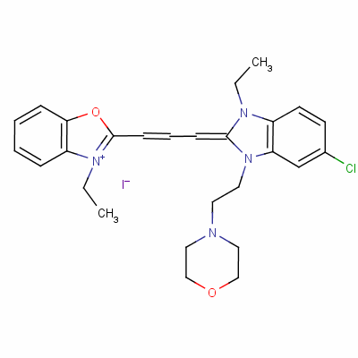 2-[3-[5-氯-1-乙基-1,3-二氫-3-[2-嗎啉基乙基]-2H-苯并咪唑-2-亞基]丙-1-烯基]-3-乙基苯并惡唑鎓碘化物結構式_63059-43-8結構式