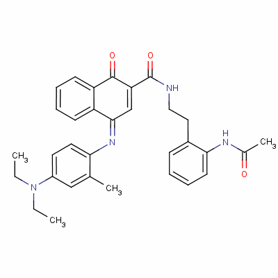 N-[2-[2-(乙?；被?苯基]乙基]-4-[[4-(二乙基氨基)-2-甲基苯基]亞氨基]-1,4-二氫-1-氧代萘-2-羧酰胺結(jié)構(gòu)式_63059-58-5結(jié)構(gòu)式