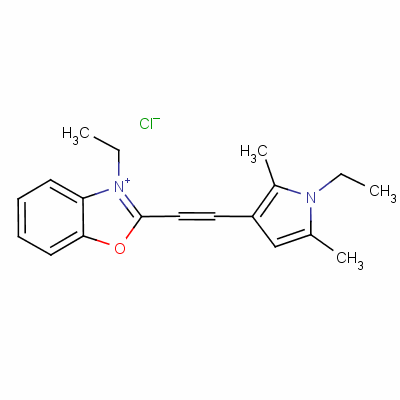 氯化3-乙基-2-[2-(1-乙基-2,5-二甲基-1H-吡咯-3-基)乙烯基]苯并惡唑翁鹽結構式_63149-22-4結構式