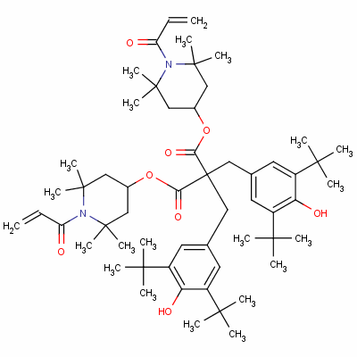 雙[2,2,6,6-四甲基-1-(氧代烯丙基)-4-哌啶] 雙[[3,5-雙(1,1-二甲基乙基)-4-羥基苯基]甲基]丙二酸酯結(jié)構(gòu)式_63941-39-9結(jié)構(gòu)式