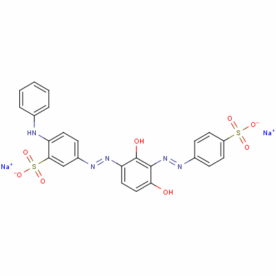 5-[[2,4-二羥基-3-[(4-硫苯基) 氮雜]苯基]氮雜]-2-(苯基氨基)-苯磺酸二鈉結(jié)構(gòu)式_6416-67-7結(jié)構(gòu)式