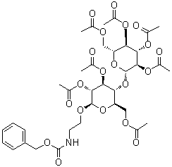 [2-[[2,3,6-三-O-乙?；?4-O-(2,3,4,6-四-O-乙?；?BETA-D-吡喃葡萄糖基)-BETA-D-吡喃葡萄糖基]氧基]乙基]氨基甲酸芐酯結(jié)構(gòu)式_64448-40-4結(jié)構(gòu)式