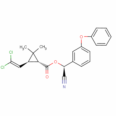 [(S)-氰基-[3-(苯氧基)苯基]甲基] (1r,3s)-3-(2,2-二氯乙烯)-2,2-二甲基環(huán)丙烷-1-羧酸結(jié)構(gòu)式_65732-07-2結(jié)構(gòu)式