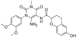  n-[6-氨基-1-(3,4-二甲氧基苯基)-1,2,3,4-四氫-3-甲基-2,4-二氧代-5-嘧啶]-3,4-二氫-6-羥基-2H-1-苯并吡喃-2-羧酰胺結構式_658061-94-0結構式