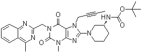 ((3S)-1-(7-(丁2-yn-1-基)-3-甲基-1-((4-甲基喹唑啉-2-基)甲基)-2,6-二氧代-2,3,4,5,6,7-六氫-1H-嘌呤-8-基)哌啶-3-基)氨基甲酸叔丁酯結(jié)構(gòu)式_668273-75-4結(jié)構(gòu)式