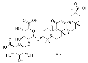 (3beta,20beta)-20-羧基-11-氧代-30-去甲齊墩果-12-烯-3-基 2-O-beta-D-吡喃葡糖基-alpha-D-吡喃葡糖苷酸鉀鹽結(jié)構(gòu)式_68039-19-0結(jié)構(gòu)式