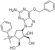 [(1S,2S,3S,5S)-5-[2-氨基-6-(芐氧基)-9H-嘌呤-6-基]-3-(二甲基苯基硅烷基)-1-羥基環(huán)戊烷]-1,2-二甲醇結(jié)構(gòu)式_701278-05-9結(jié)構(gòu)式