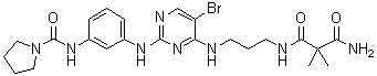 N-(3-(4-(3-(3-氨基-2,2-二甲基-3-氧代丙酰胺)丙基氨基)-5-溴嘧啶-2-基氨基)苯基)吡咯烷-1-羧酰胺結(jié)構(gòu)式_702676-93-5結(jié)構(gòu)式