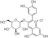 2-(3,4-二羥基苯基)-3-(β-D-吡喃葡萄糖氧基)-5,7-二羥基-1-苯并氯化物結(jié)構(gòu)式_7084-24-4結(jié)構(gòu)式