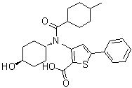 3-(N-((1r,4r)-4-羥基環(huán)己基)-4-甲基環(huán)己烷羧酰胺)-5-苯基噻吩-2-羧酸鈉結構式_713139-25-4結構式