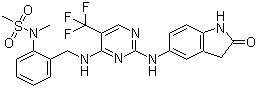 N-甲基-N-[2-[[[2-[(2-氧代-2,3-二氫-1H-吲哚-5-基)氨基]-5-三氟甲基嘧啶-4-基]氨基]甲基]苯基]甲磺酰胺結(jié)構(gòu)式_717906-29-1結(jié)構(gòu)式