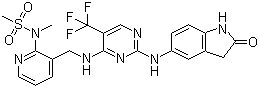 N-甲基-N-[3-[[[2-[(2-氧代-2,3-二氫-1H-吲哚-5-基)氨基]-5-三氟甲基嘧啶-4-基]氨基]甲基]吡啶-2-基]甲磺酰胺結(jié)構(gòu)式_717907-75-0結(jié)構(gòu)式