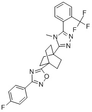 3-(4-氟苯基)-5-(4-(4-甲基-5-(2-(三氟甲基)苯基)-4H-1,2,4-噻唑-3-基)雙環(huán)[2.2.2]-1-辛基)-1,2,4-噁二唑結(jié)構(gòu)式_719272-75-0結(jié)構(gòu)式