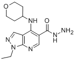 1-乙基-4-[(四氫-2H-吡喃-4-基)氨基]-1H-吡唑并[3,4-b]吡啶-5-羧酸 肼結(jié)構(gòu)式_730937-45-8結(jié)構(gòu)式